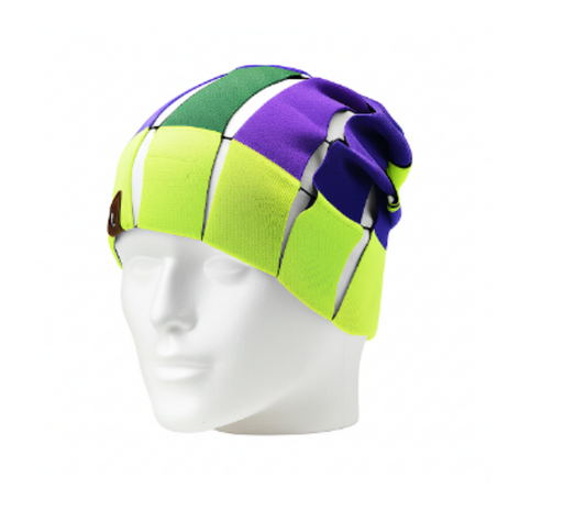 A multicolored beanie hat