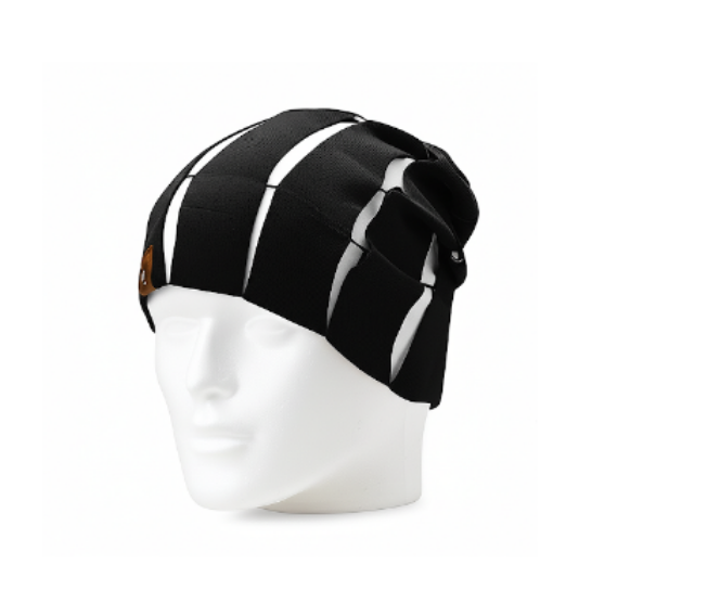 A black skull cap 