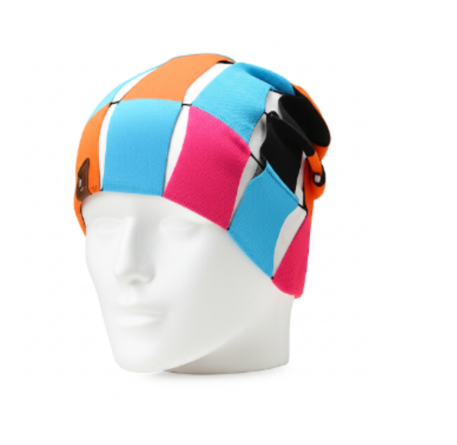 A multicolored geometric patterned  cap 