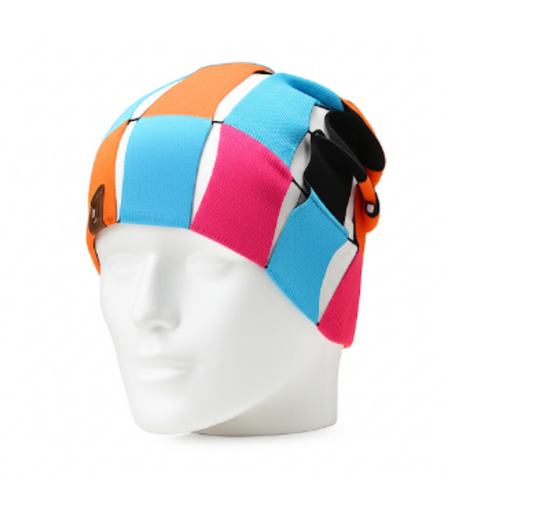 A multicolored geometric patterned  cap 