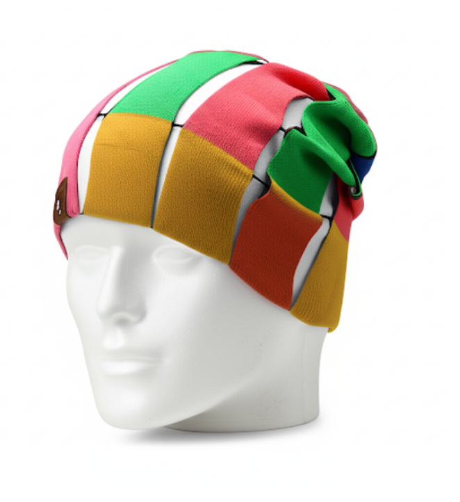 A multicolored skull cap 