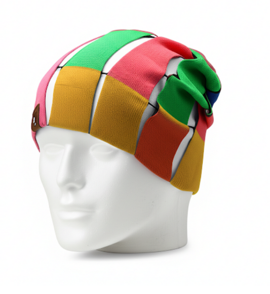 A multicolored skull cap 