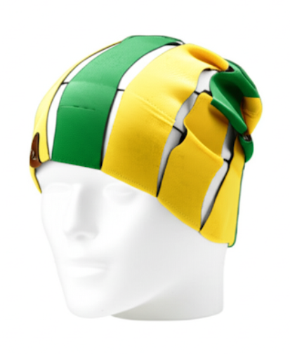 Yellow and green beanie